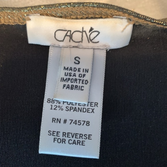 Cache liquid gold bronze twist knot front long sleeve metallic vneck blouse SML - Picture 7 of 8